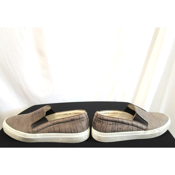 EUC! Del Toro Italy Taupe Brown Croco Embossed Leather Slip On Shoes Men Sz 10 main image 11